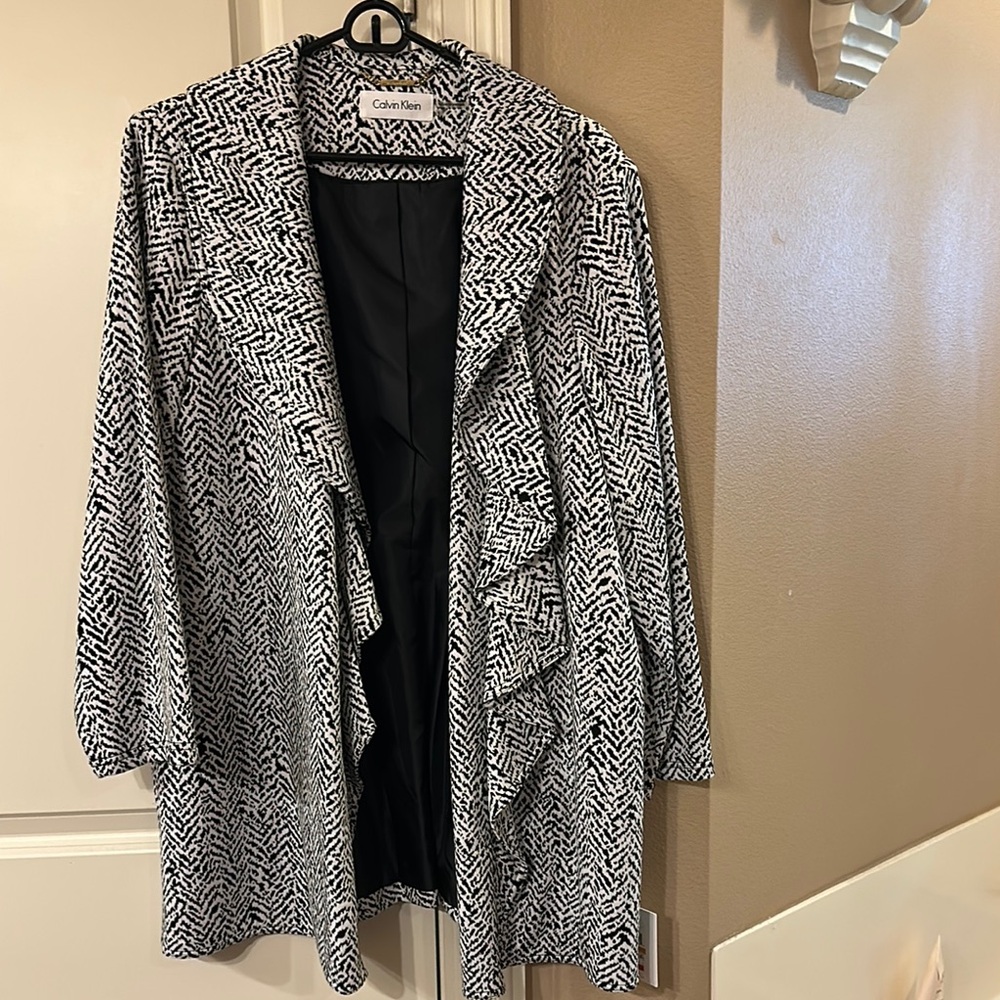 Calvin Klein Women's Black and White Coat